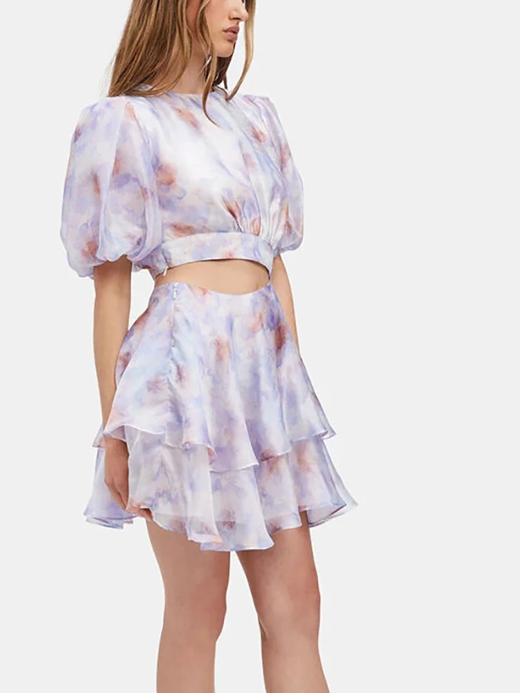 Summer Short Sleeve Bohemian Print Mini Dress