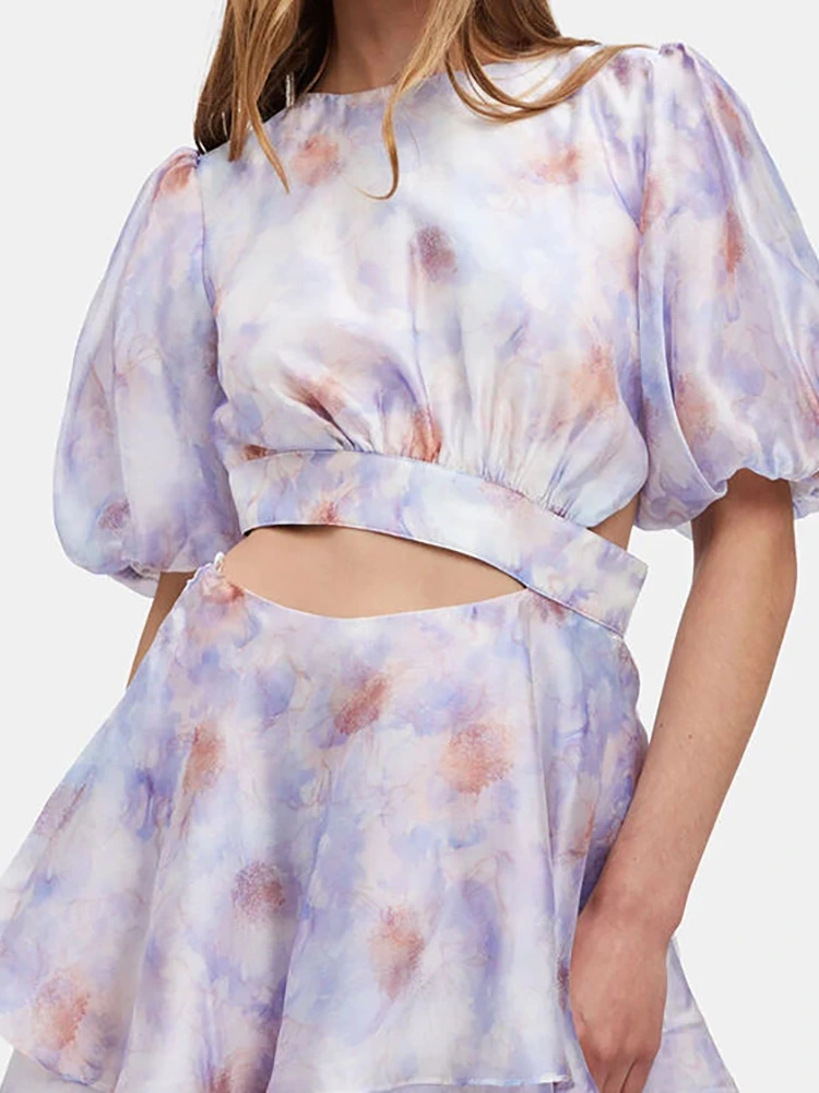 Summer Short Sleeve Bohemian Print Mini Dress