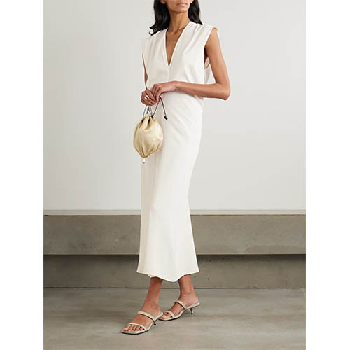 Šaty Hluboké V Midi bez rukávů v barvě Ivory